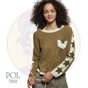 T602 POL Olive Green Rib Kit & Double Gauze Star Patch Top